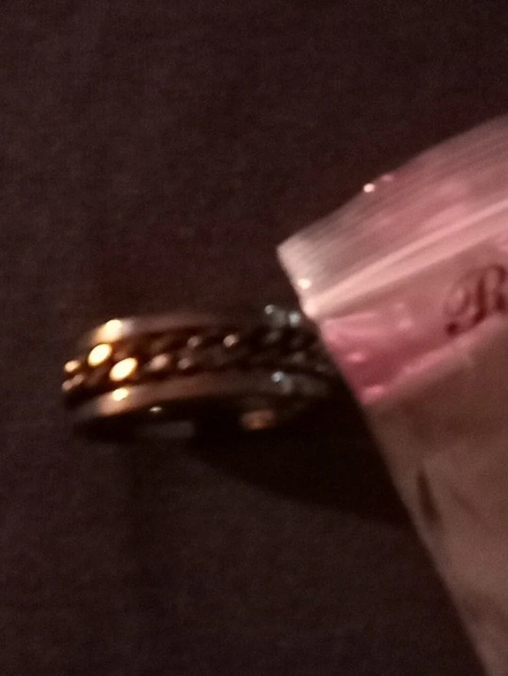 Ring Two-Tone Metal Band with Black Accents